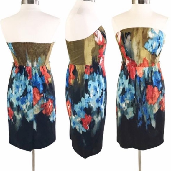 Anthropologie Moulinette Soeurs Strapless Watercolor Print Cocktail Dress - Picture 6 of 10